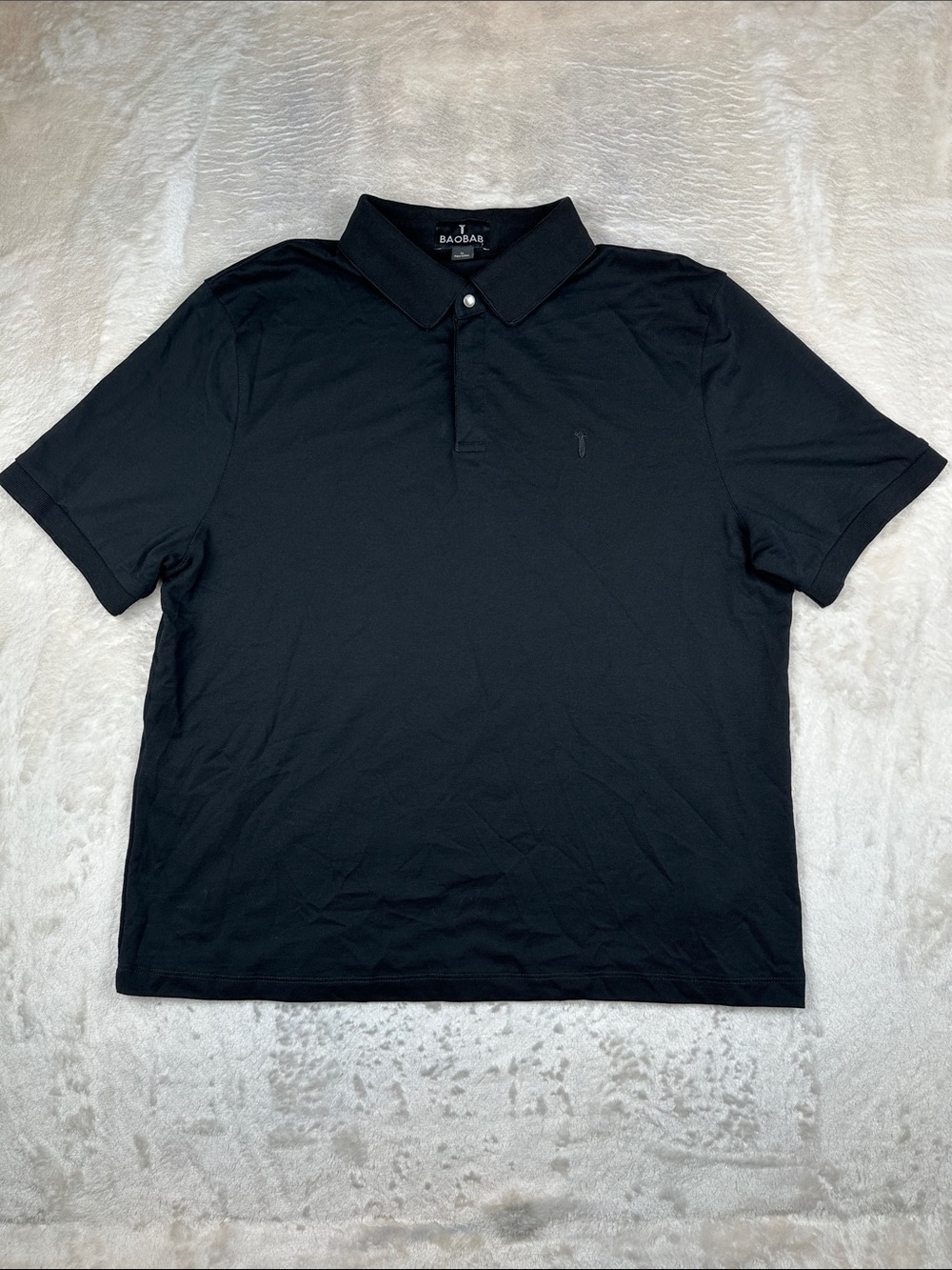 BAOBAB Perfect Polo Shirt Men’s XL Black Pima Cotton Stretch Zip Placket
